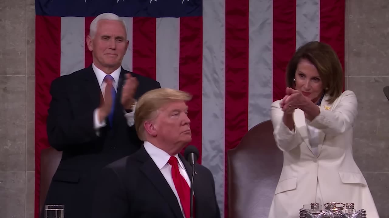 Nancy Pelosi claps for Trump