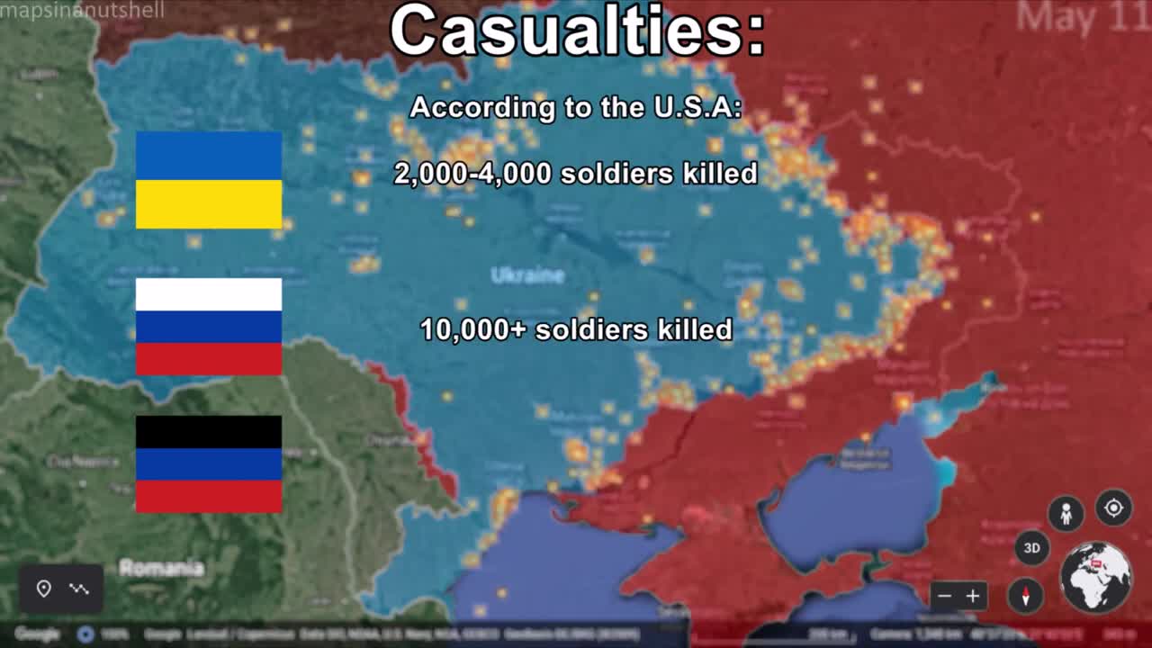 Russo-Ukrainian War Week 11 Mapped using Google Earth