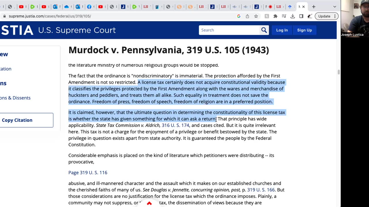 Murdock v. Pennsylvania (rights vs privledges)