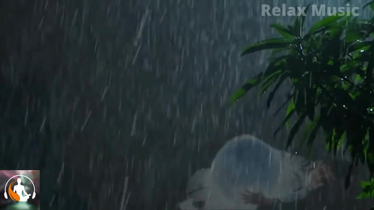 Relaxing music: "Heavy thunderstorm at night" with "heavy rain and intense thunder sounds."