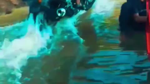 Gaming bike facing water