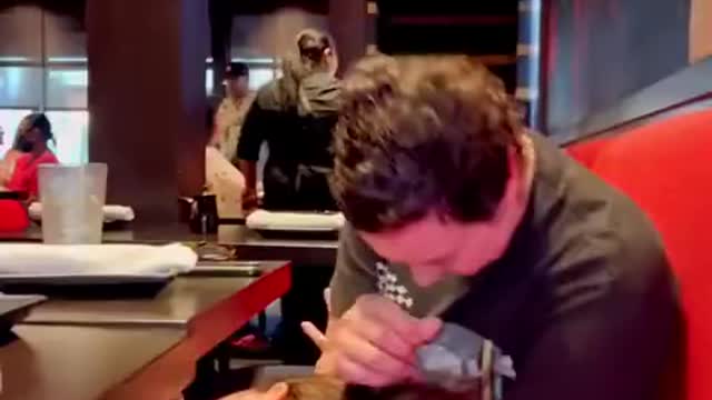 A family dinner met a handsome waiter
