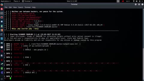 Kali Linux Tools InURL BR - Vulnerability Scanner (Dork scanner)
