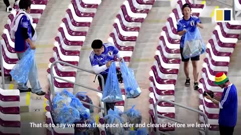 Japan fans keep up tidy tradition after surprise World Cup win over Spain