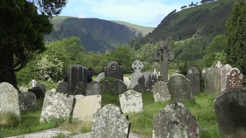 Ireland Glendalough Monastic Site With Cemetery