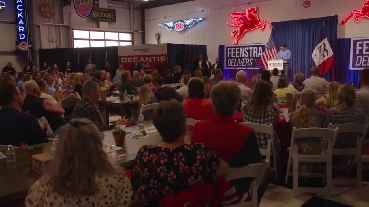 DeSantis woos Republicans in Iowa as Trump's event washed out