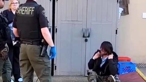A child predator attempted to strangle himself with a cord after being caught