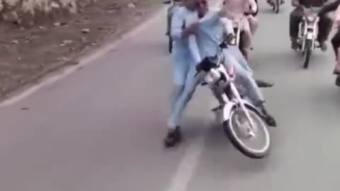 Funny bike accident