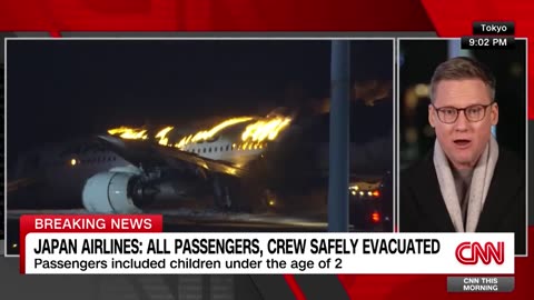 Fully booked flight burst into flames after landing in Tokyo