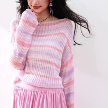 Autumn Winner Knitwear Fashion Vintage Stripe Loose Sweater Women