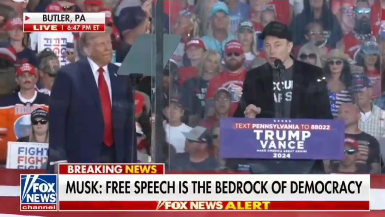 Elon Musk speaks at Trump MAGA Butler, Pennsylvania Rally!