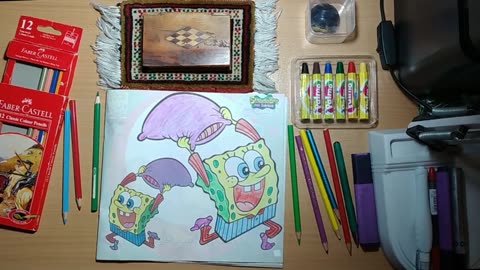 How to paint SpongeBob on the bed | Painting with Sina
