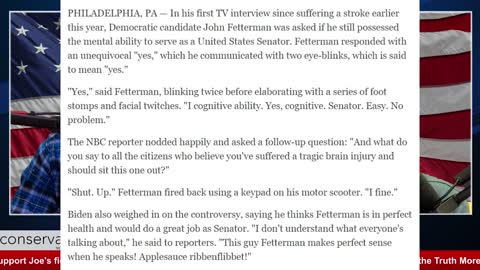 Conservative Daily: John Fetterman "Applesauce Ribbenflibbet"