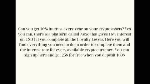 16% interest on Crypto + Free 25$