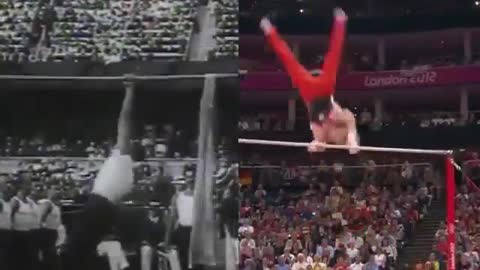 A highly difficult movement in gymnastics.
