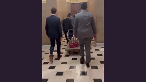 Kevin McCarthy brings in the champagne after becoming speaker.