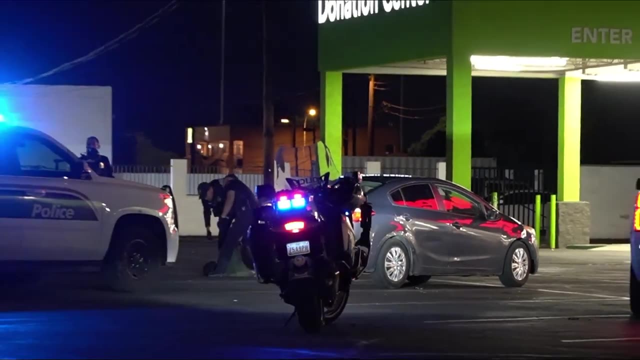 Homeless life at night on streets of Phoenix Arizona USA