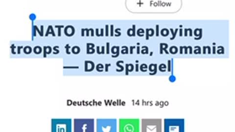 News 12/19/2021 NATO mulls deploying troops to Bulgaria, Romania.