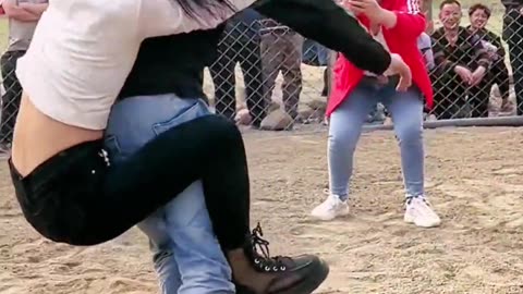 Funny fighting girl's