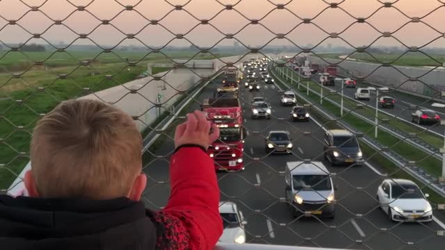 Truck Drives Make Little Boy's Day