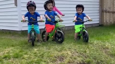 Group of Toddlers on Their Bikes Look Excited to go For Ride