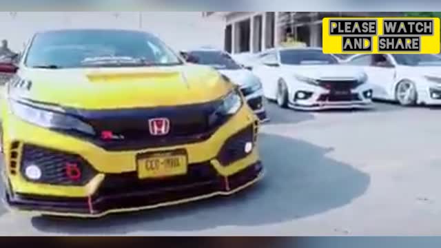 Honda civic X modified in yellow colour