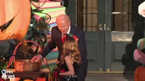 Girl Runs Away From Biden In Funny Halloween Moment