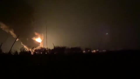 Ukrainian records fuel tanks burning after massive explosion near Kyiv