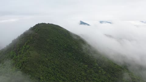 Cloudy Mountain view from drone