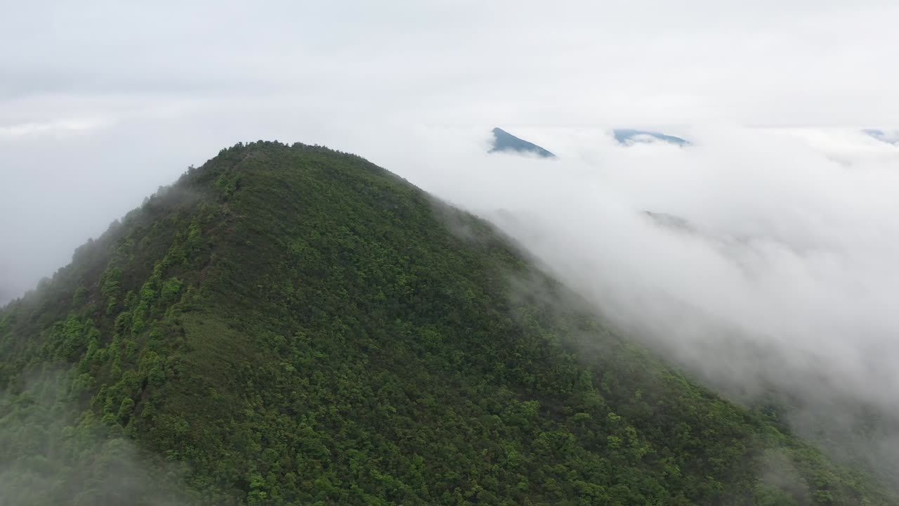 Cloudy Mountain view from drone