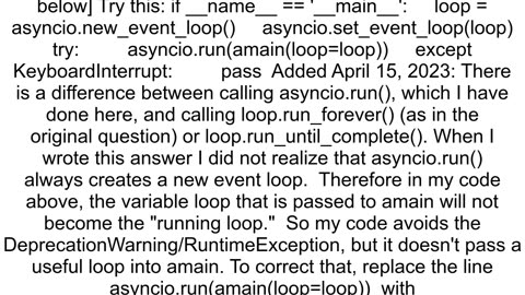 asyncioget_event_loop DeprecationWarning There is no current event loop