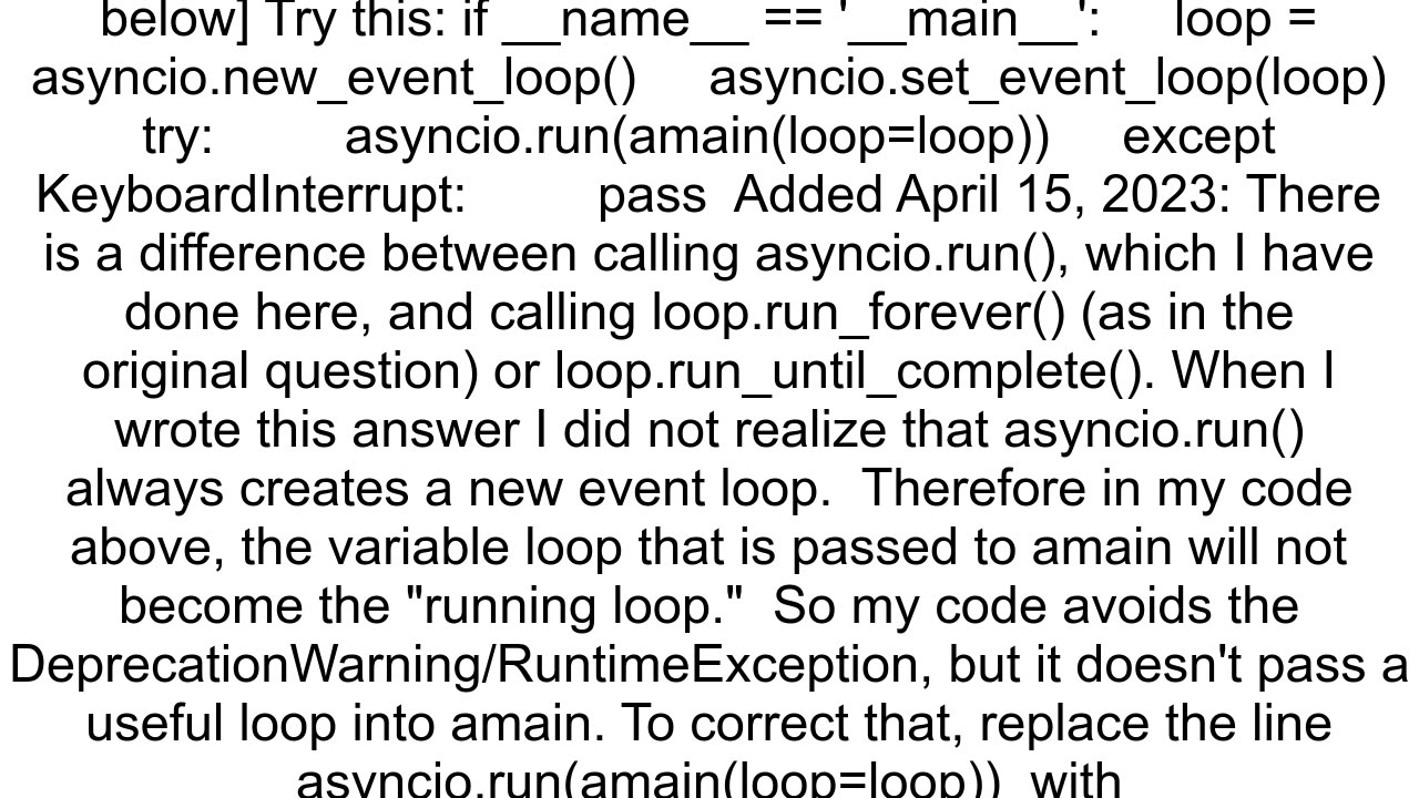 asyncioget_event_loop DeprecationWarning There is no current event loop