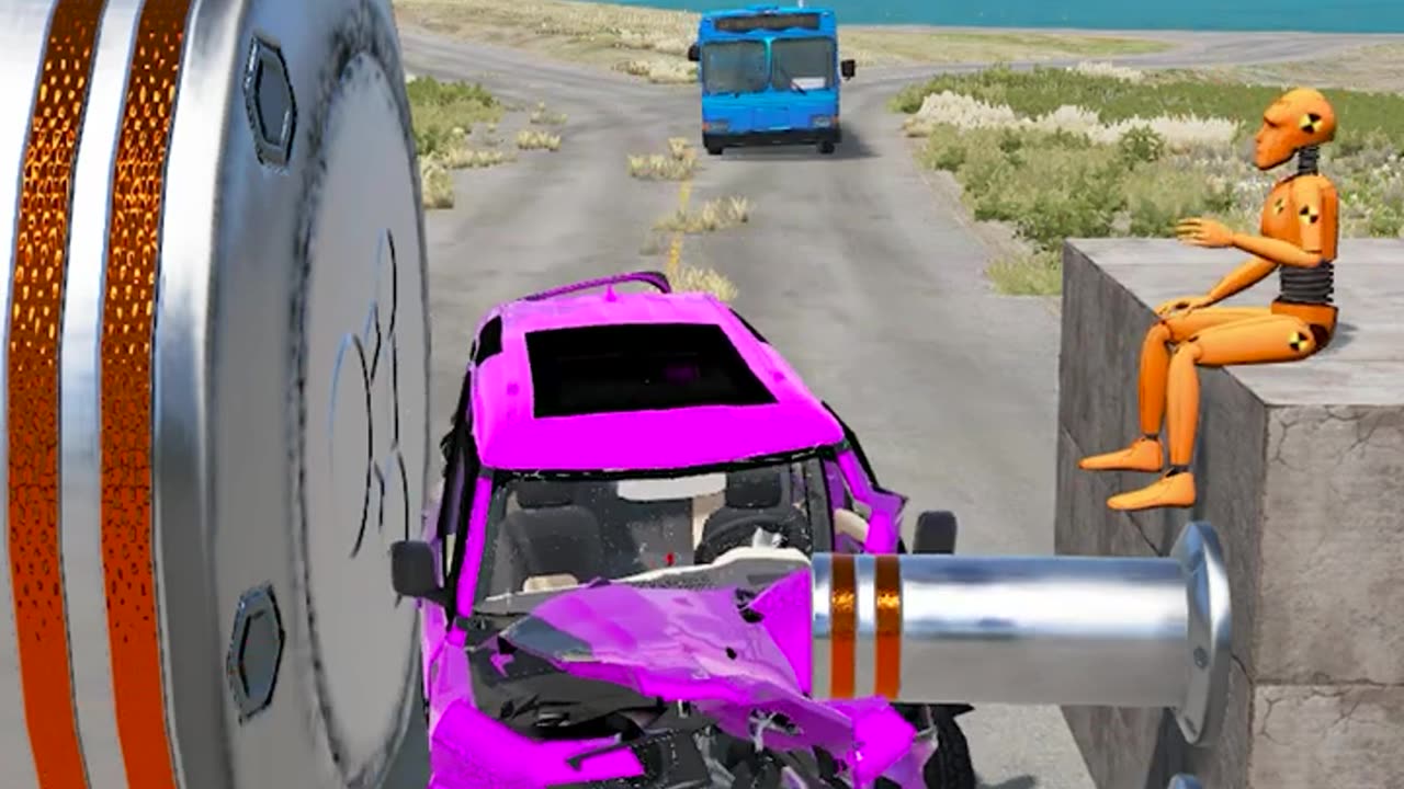 Cars and Bollard #1 - BeamNG.Drive
