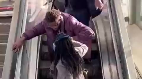 First Time Using Escalator very funny video watch till the end