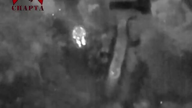 A Russian Spartan drone strikes Ukrainian infantry near the village of Vodyanoye.