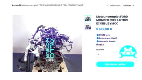 AEPSPIECES.COM - Moteur complet FORD MONDEO MK5 2.0 TDCI ECOBLUE YMCC