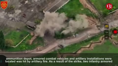 Russians carrying ammunition to their warehouse were shelled along with equipment they hid