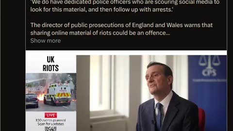 DPP warns sharing online material of UK riots could be an offence