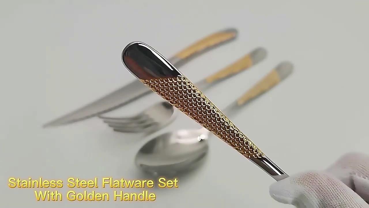 Stainless Steel Royal Gold Stainless Steel Flatware Cutlery Set Silverware Gold Plated Tableware