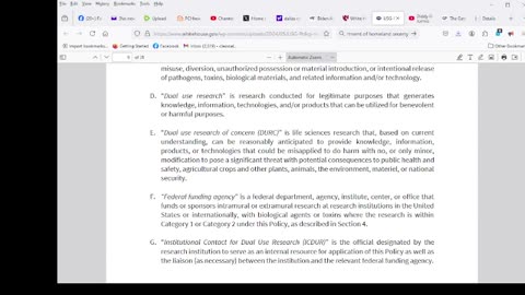 United States Government Policy for Oversight of Dual Use Research of Concern and Pathogens with