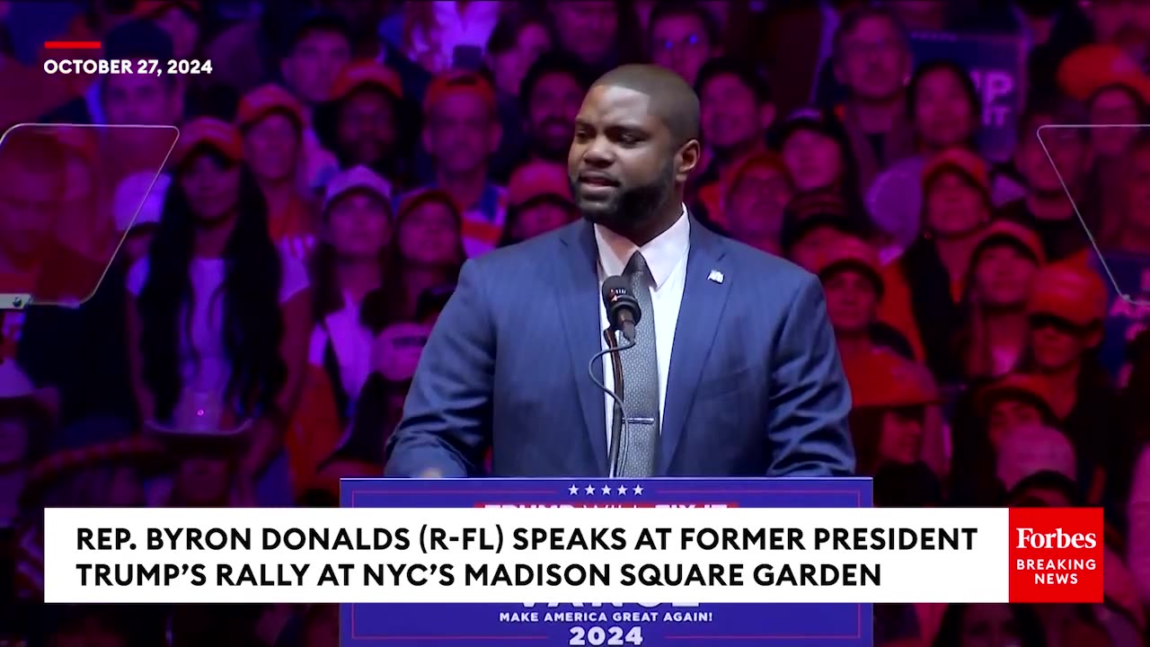 JUST IN: Byron Donalds Mocks Kamala Harris At Trump's Rally At Madison Square Garden In NYC