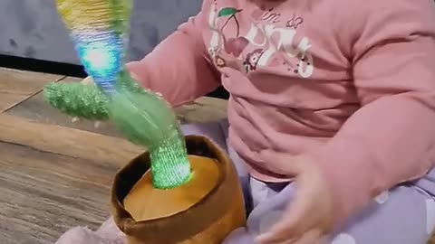 Baby with cactus toys 😂😂