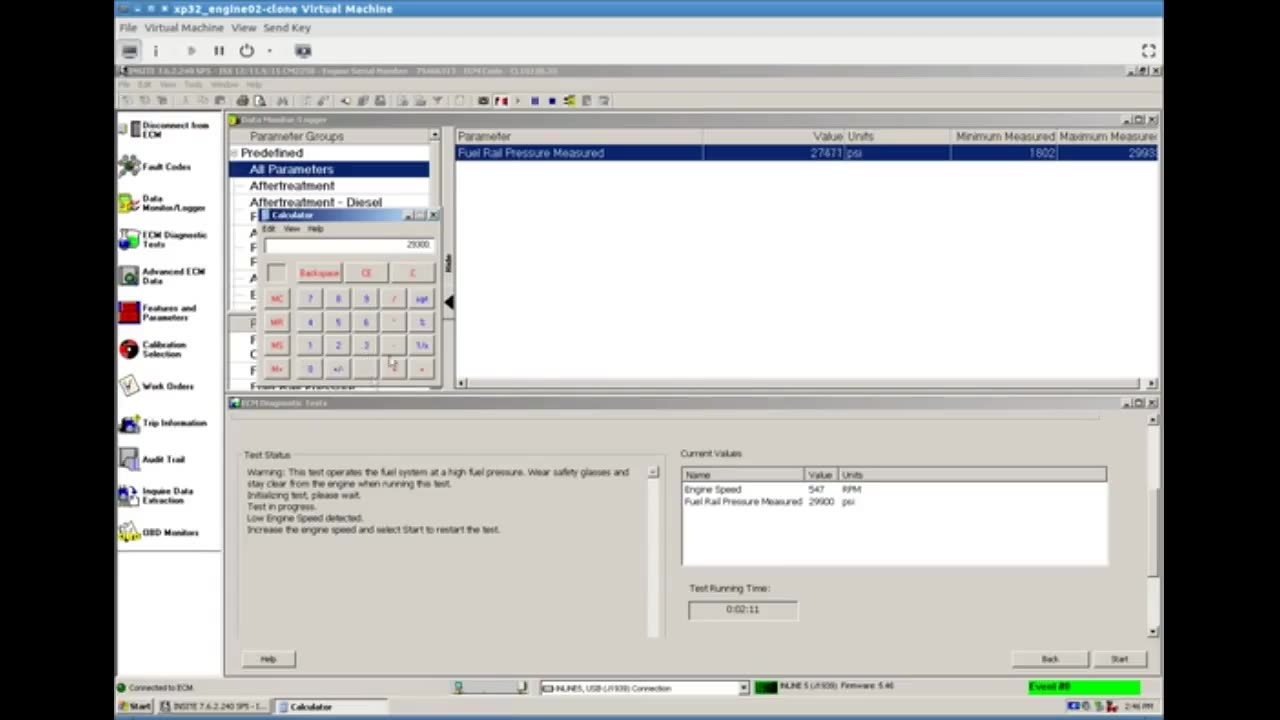 ISX Injector Leak Test for the CM2250 and CM2350