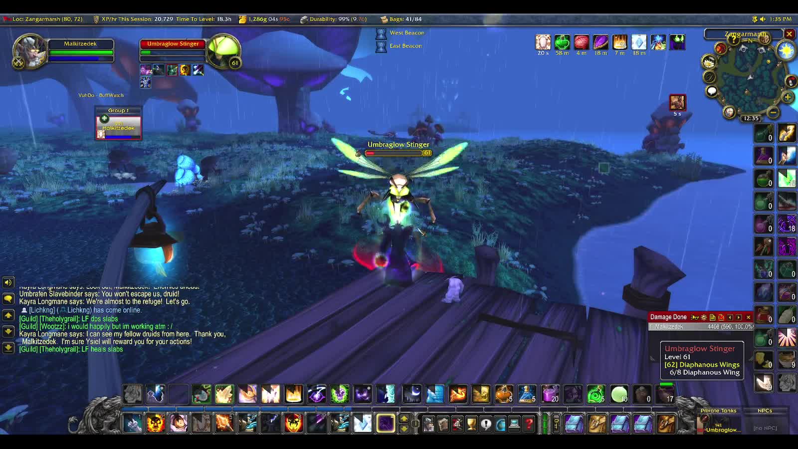 WoW Burning Crusade Shadow Priest running around Zangarmarsh