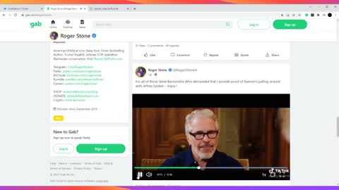 Rogers Post on Gab of Bannon /Epstein Video
