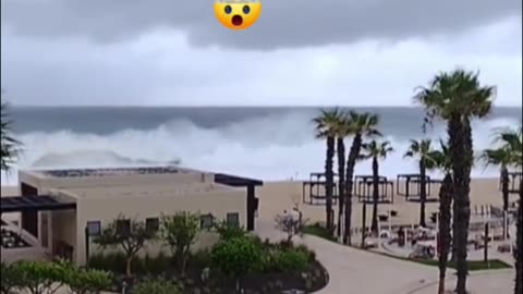 big wave is taller than the building, huricane kay 2022 #extremeweather