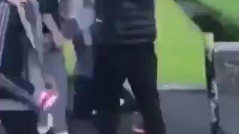 White kid and his friends take back phone from a group of niggers