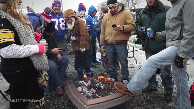 Bills Fan Runs Into MASSIVE FIRE PIT