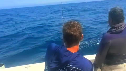 Luke landing Marlin in Cabo