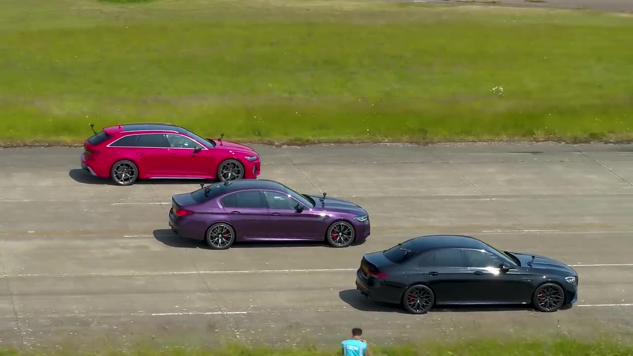 New Audi RS6 Perf v BMW M5 v AMG E63 S: DRAG RACE
